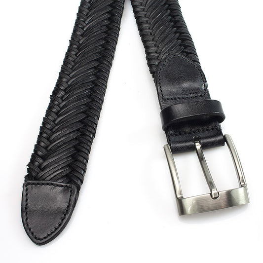 Heren vlechtriem zwart