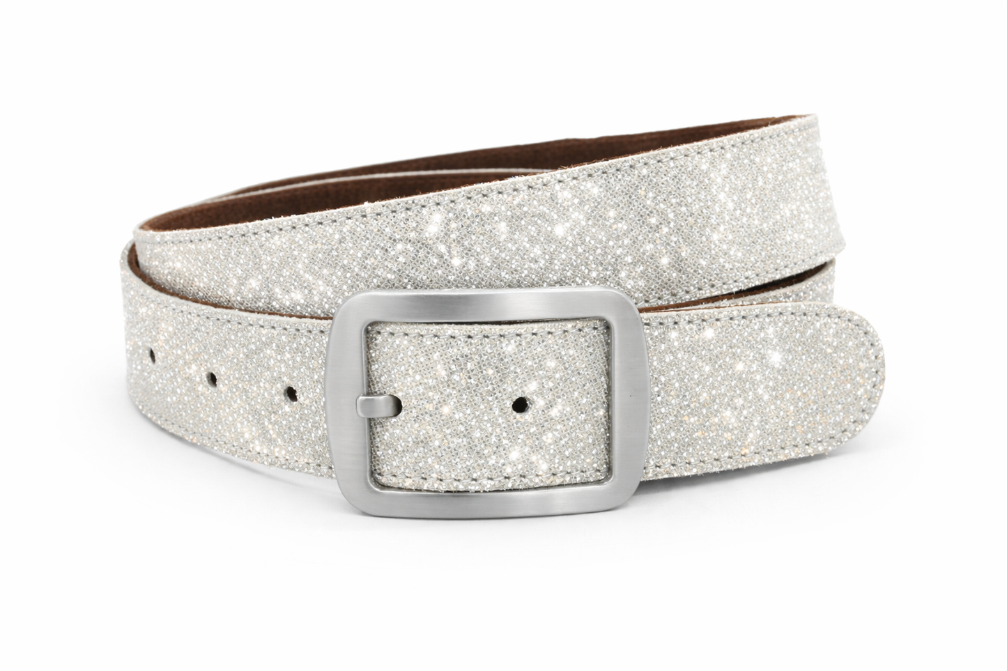 dames jeans riem zilver leer 4 cm