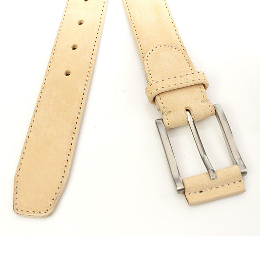 Naturel kleurige nubuck riem unisex