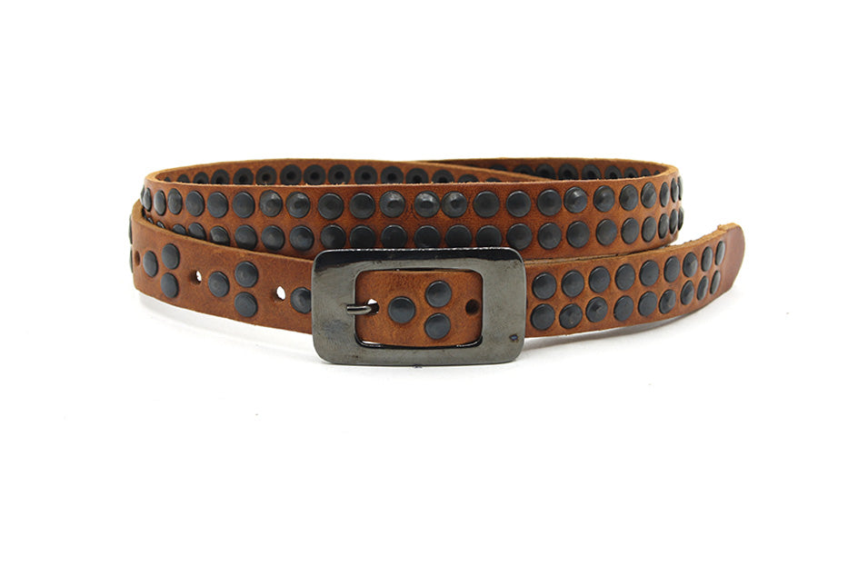 dames smalle riem cognac leer 2 cm
