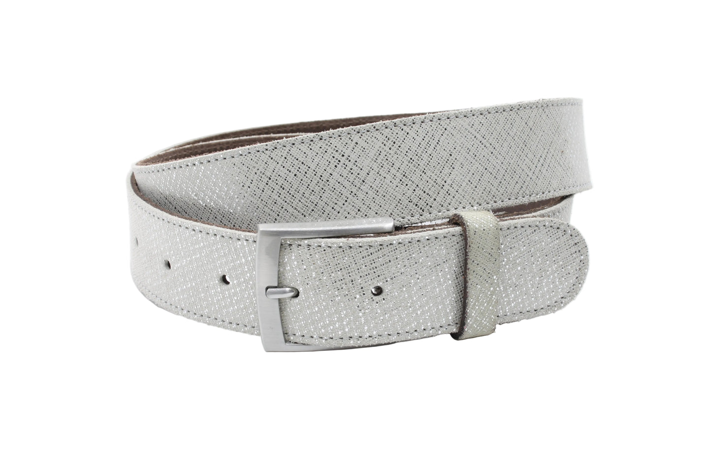 Dames riem zilver grijs - Basic leren riem 4cm met zilverkleurige gesp