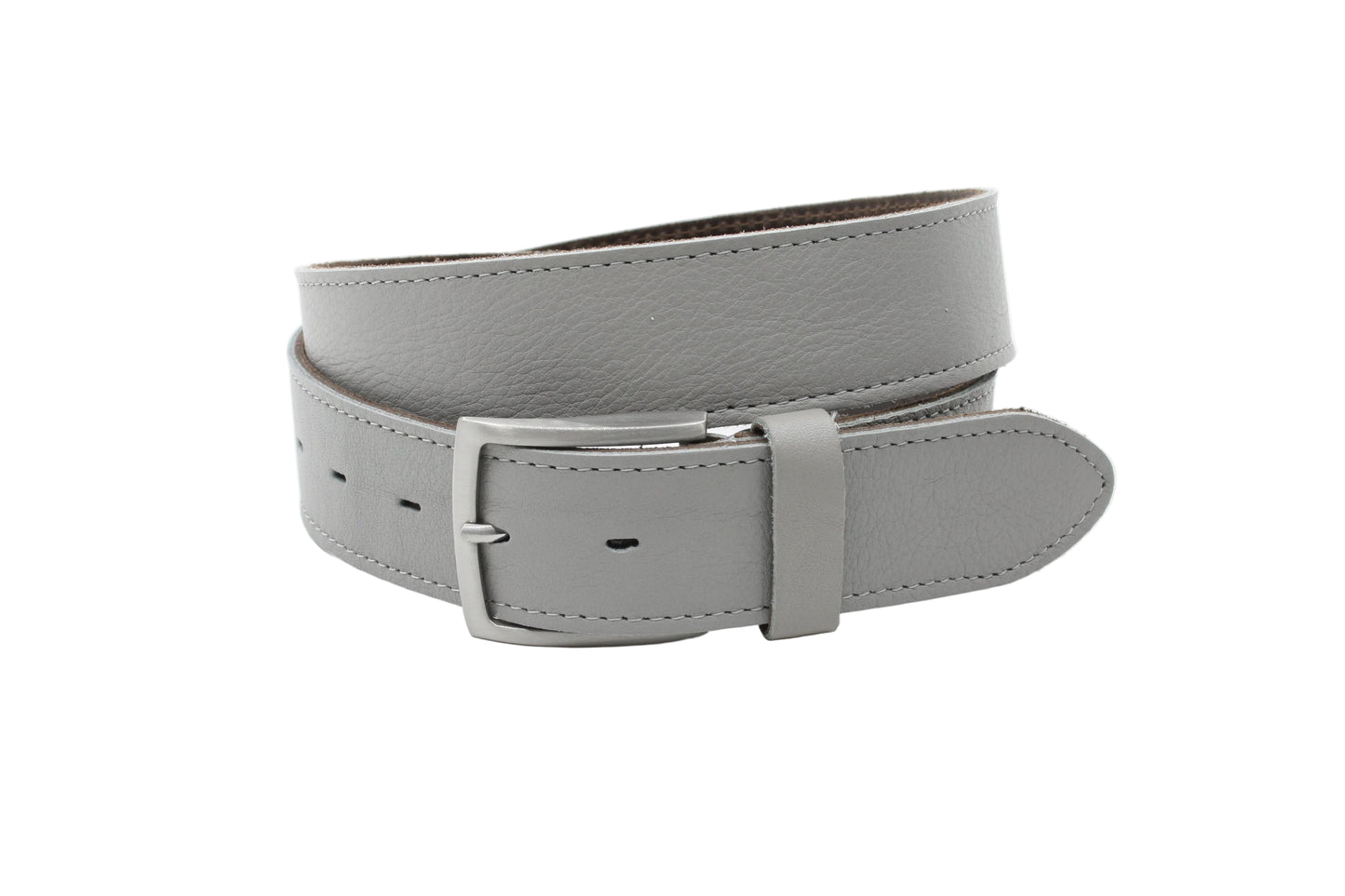 Dames riem grijs - Basic leren riem 4cm met zilverkleurige gesp