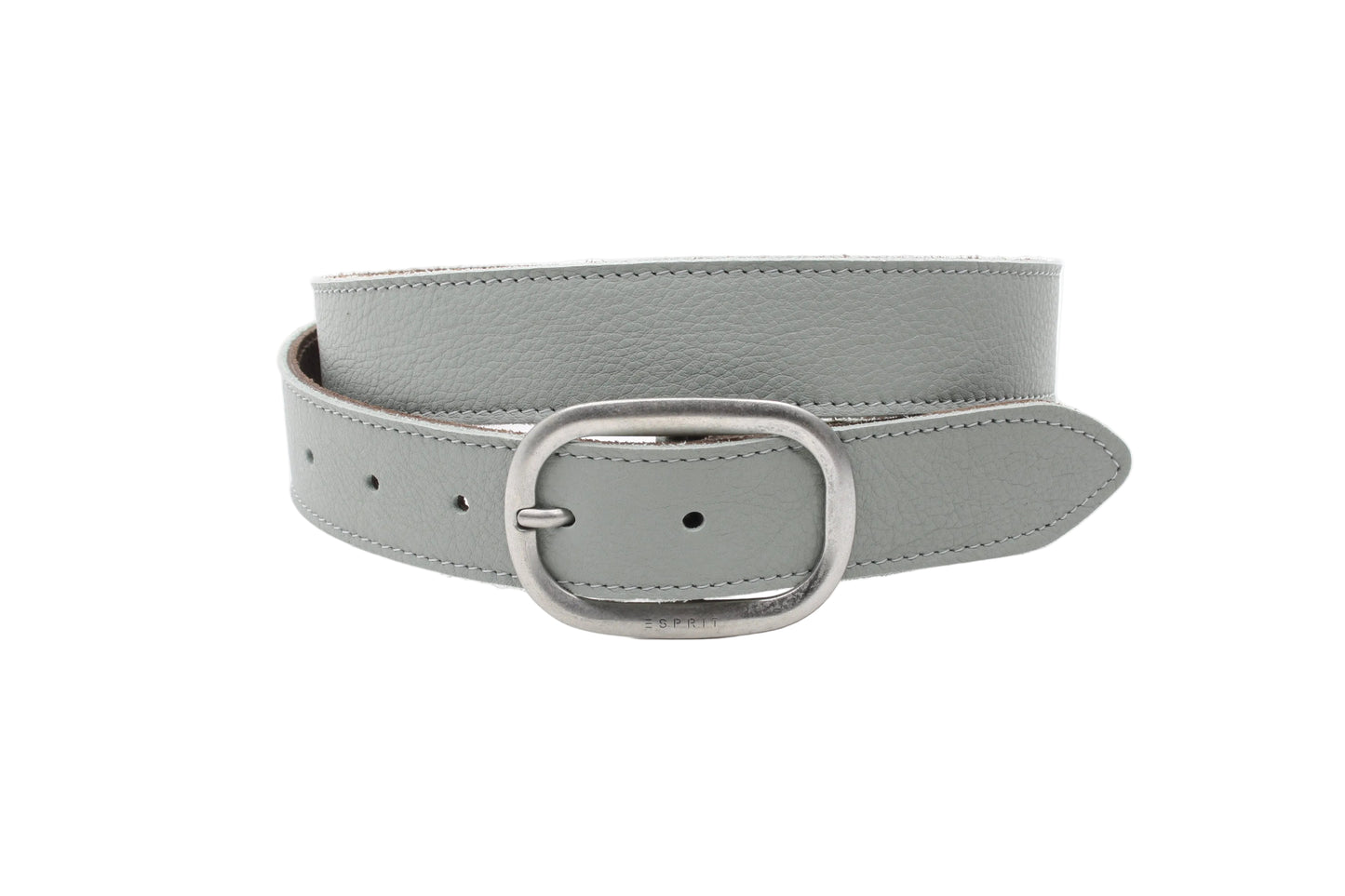 Dames riem grijs - Basic leren riem 3,5cm met zilveren gesp