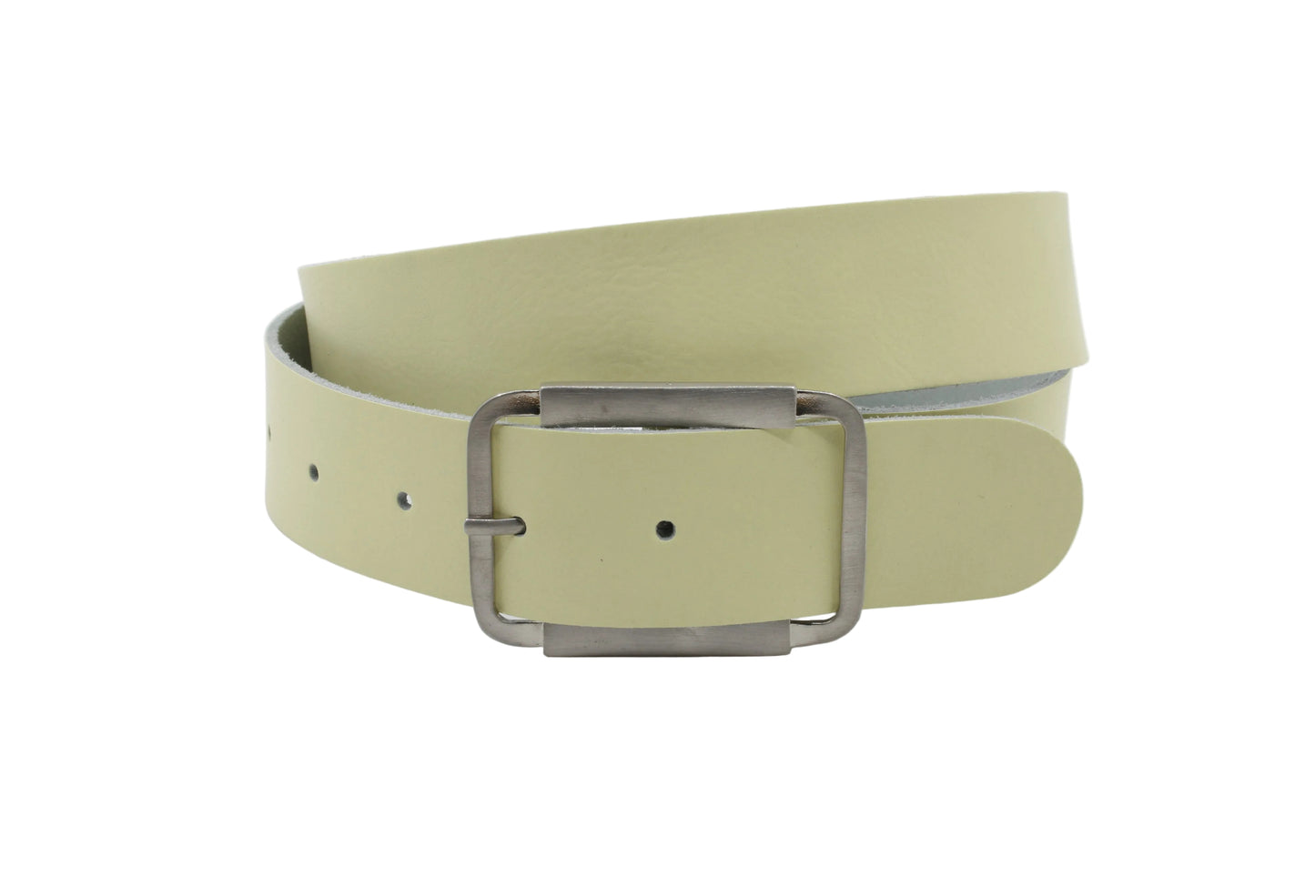 Dames riem geel - Basic leren riem 4cm met zilveren gesp