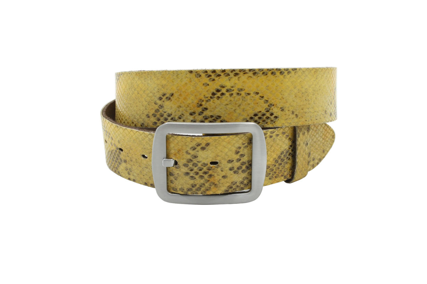 Dames riem geel - Basic leren riem 4cm met krokoprint