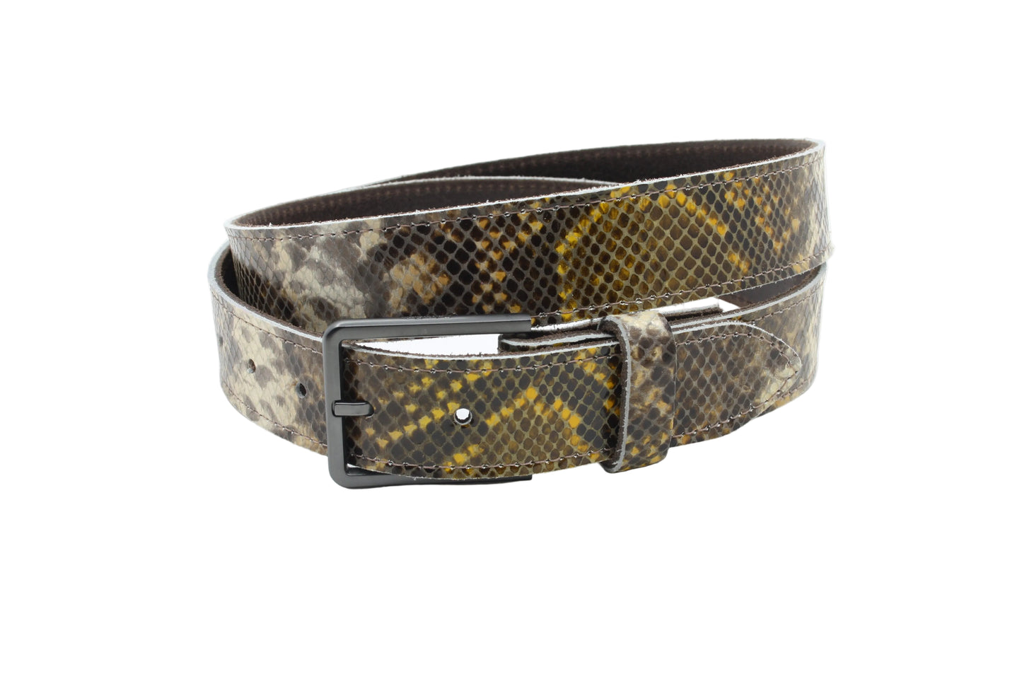 Dames riem bruin - Basic leren riem 3,5cm met krokoprint