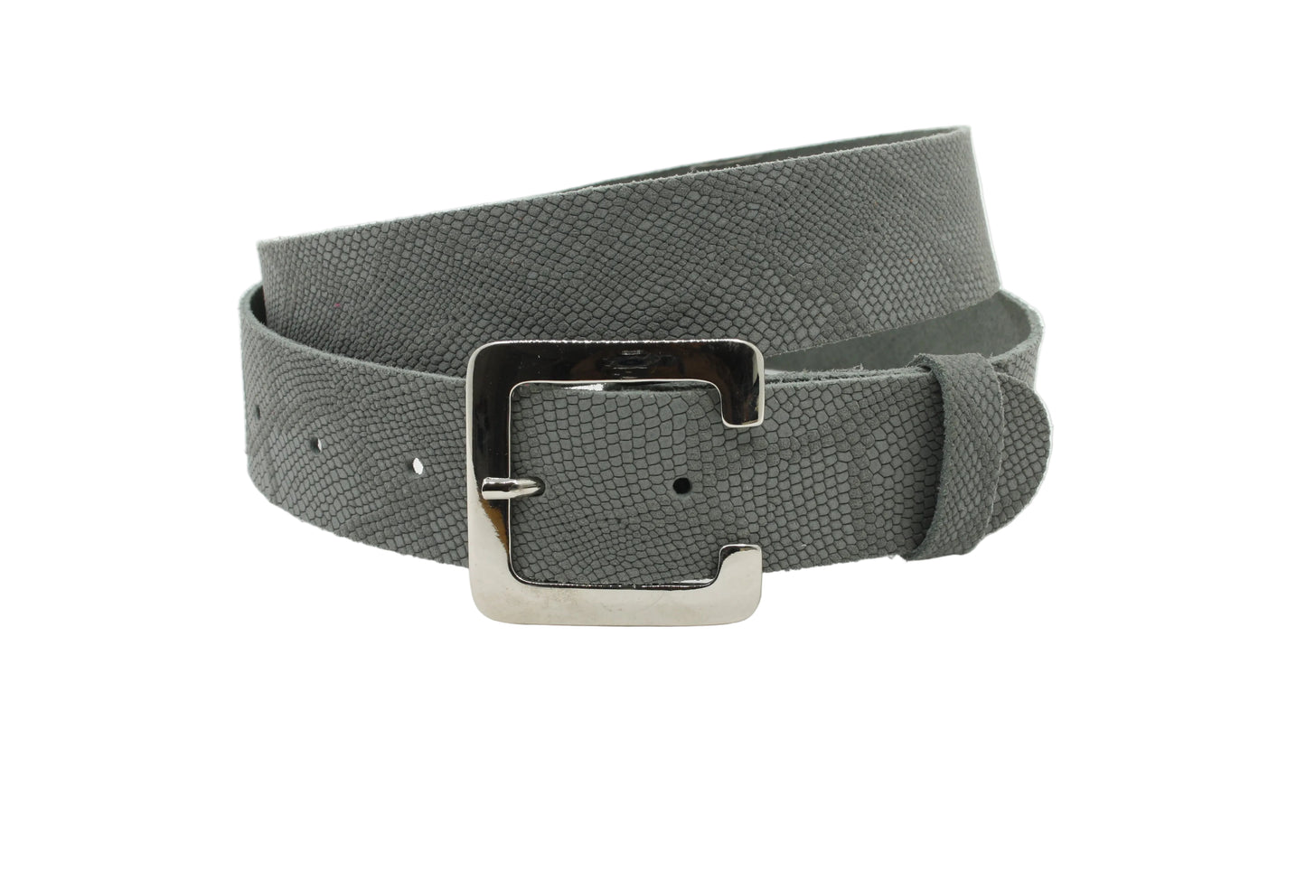 dames jeans riem grijs leer 4 cm