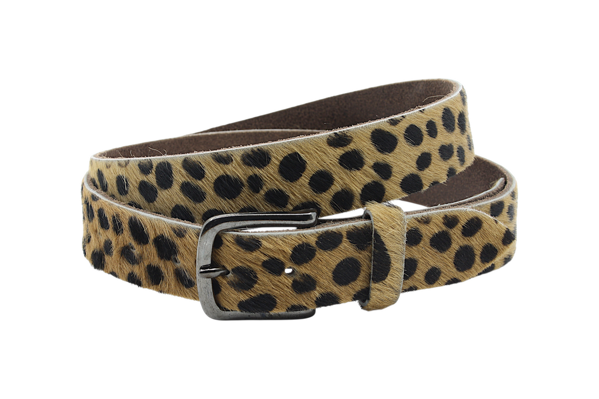dames jeans riem beige leer (hairon) 3.5 cm