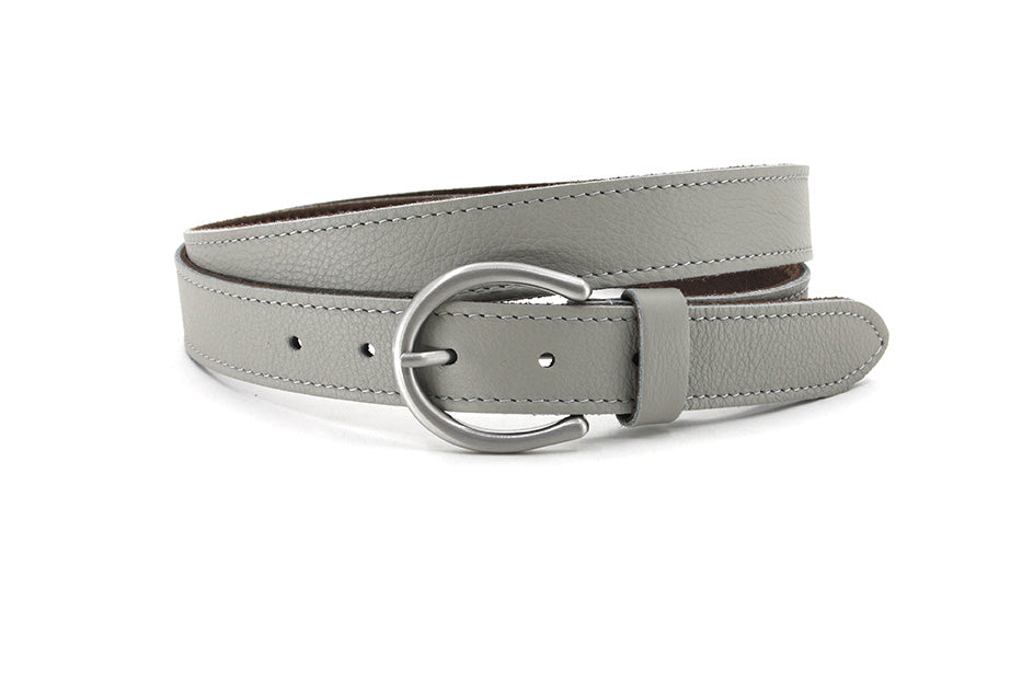 dames smalle riem grijs leer 3 cm