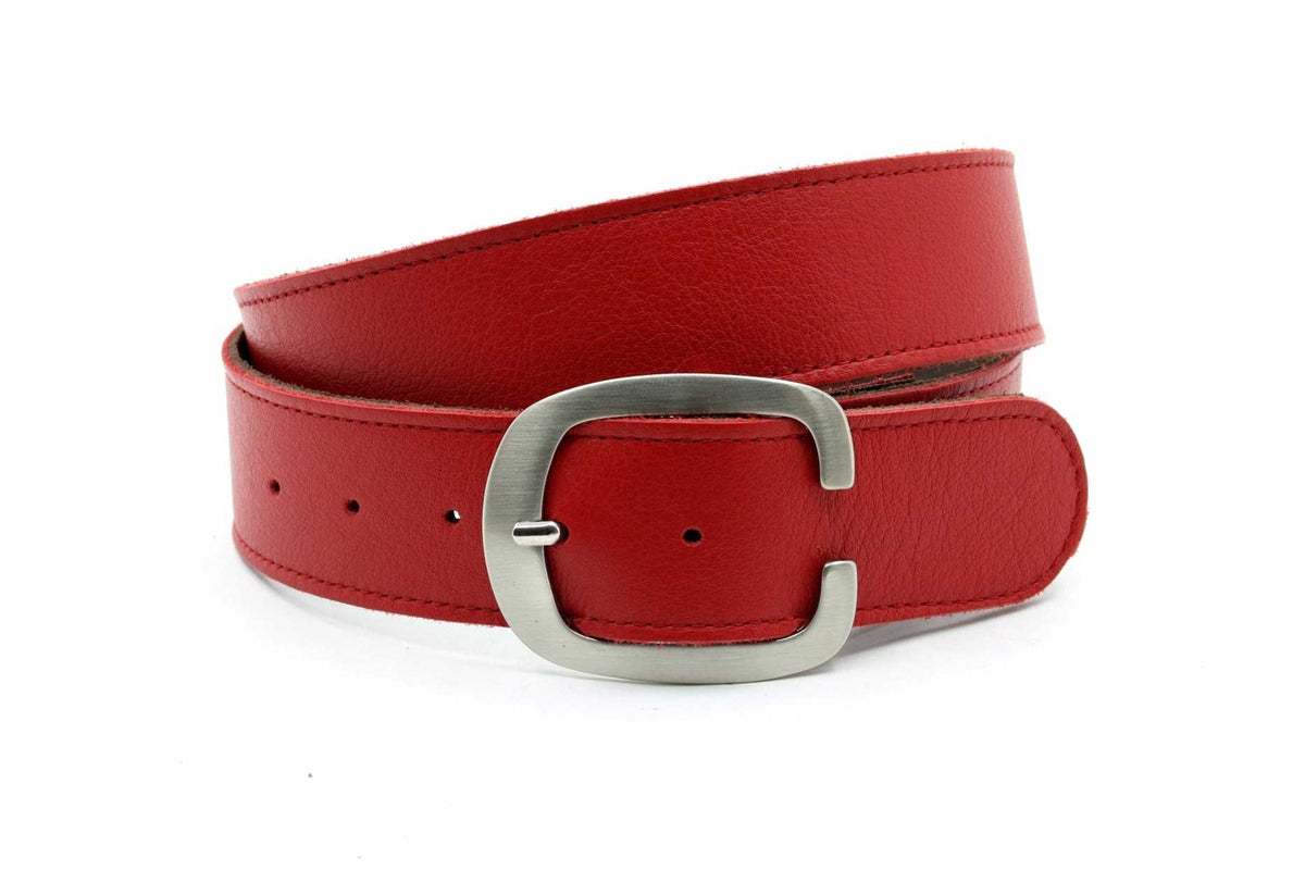 dames brede riem rood leer 4.5 cm
