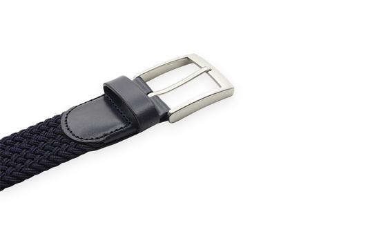 heren elastische riem blauw leer (elastiek) 3.5 cm