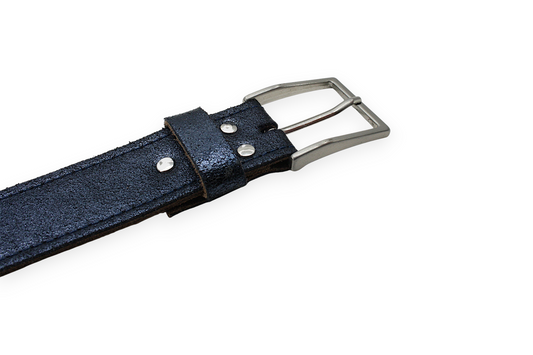 dames basic riem blauw leer (metallic) 3.5 cm