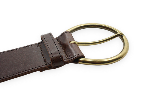 dames riem met studs bruin leer 5 cm