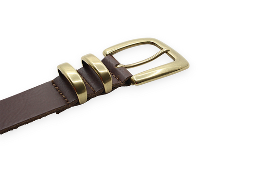 dames smalle riem bruin leer 3 cm