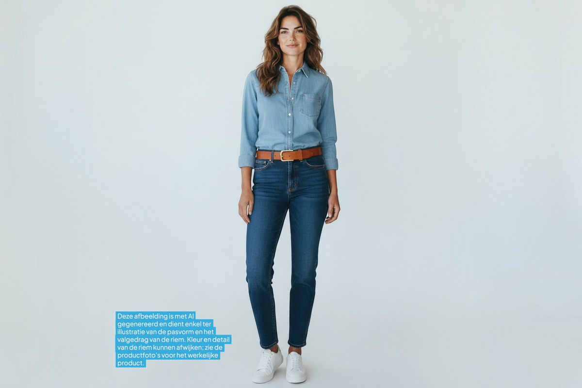 dames jeans riem cognac leer 4 cm