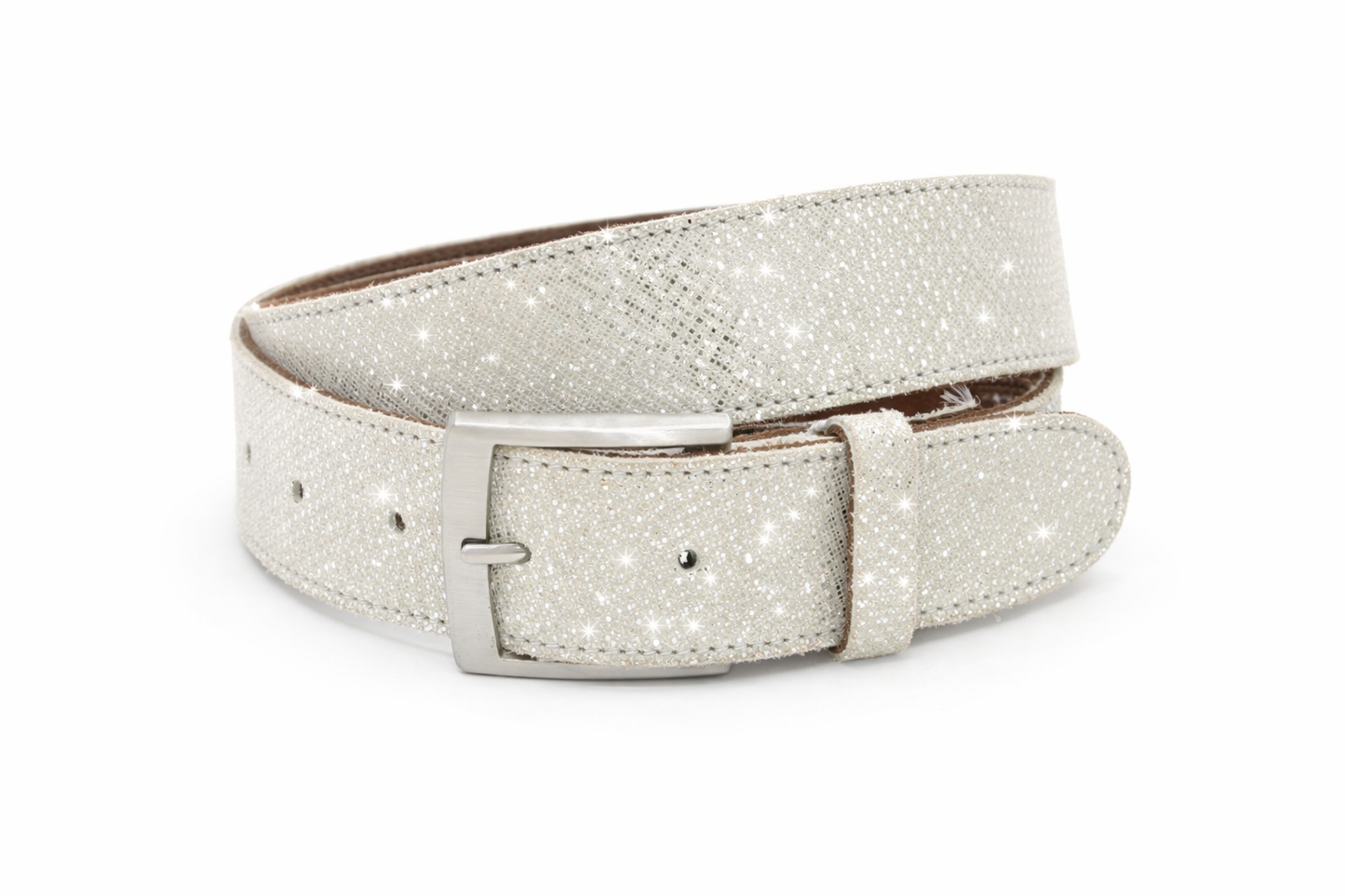 dames jeans riem zilver leer 4 cm