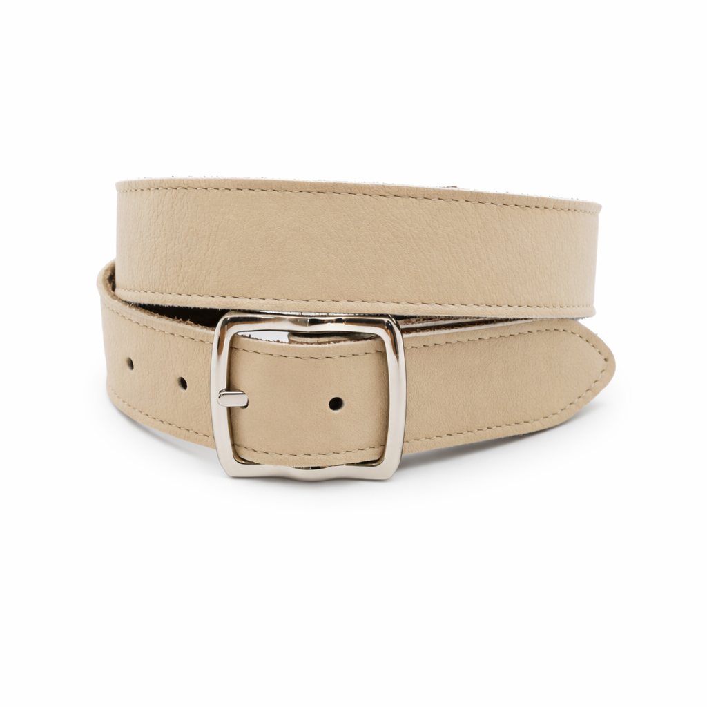 dames basic riem beige leer (nubuck) 4 cm