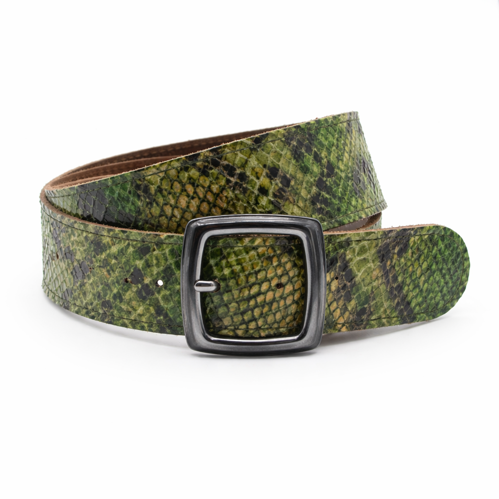 dames brede riem groen leer 4.5 cm