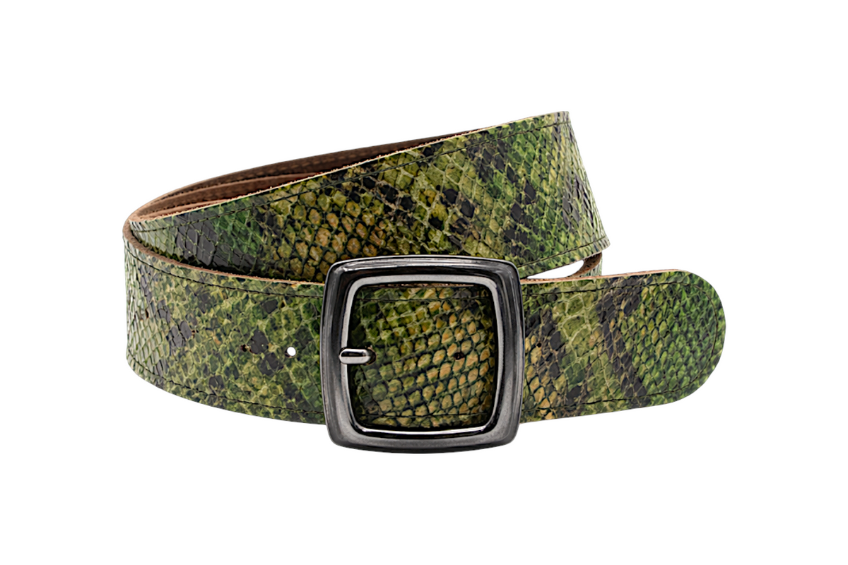 dames brede riem groen leer 4.5 cm