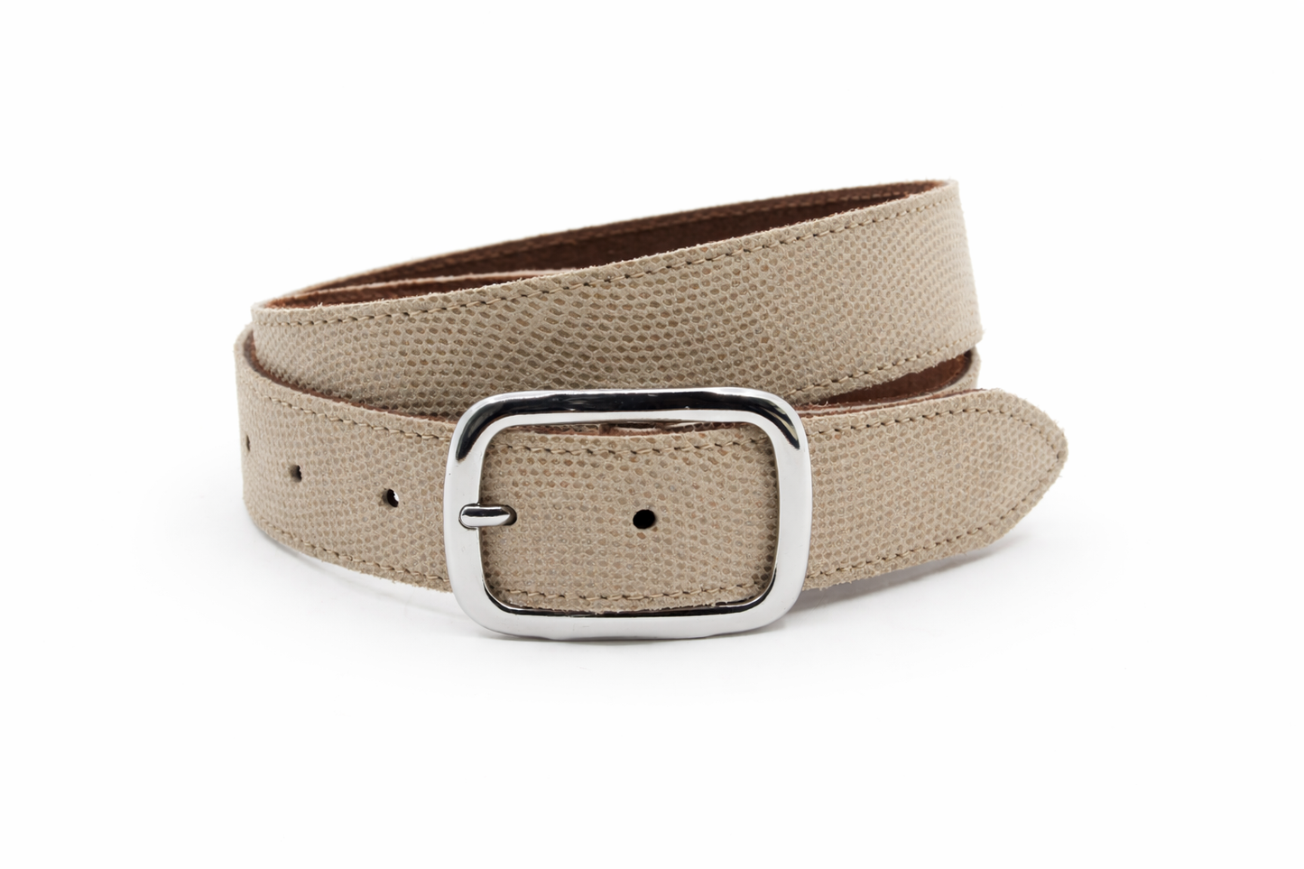 dames jeans riem beige leer 4 cm