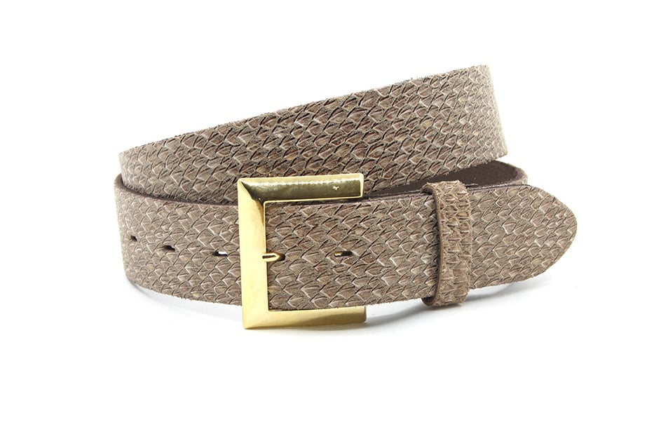 dames jeans riem taupe leer 4 cm