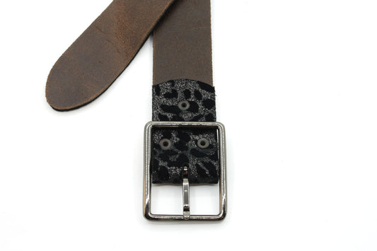 Dames riem met luipaard print fluweel