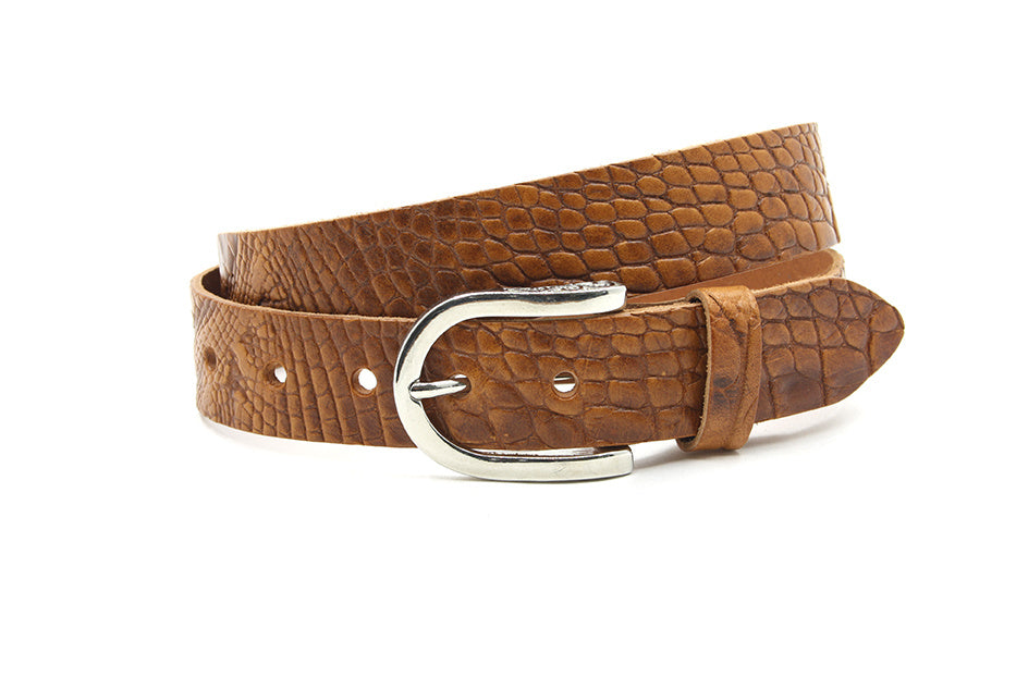 Dames/heren riem cognac croco
