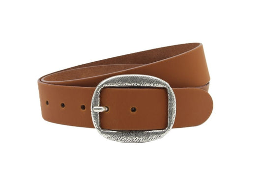 dames jeans riem cognac leer 4 cm