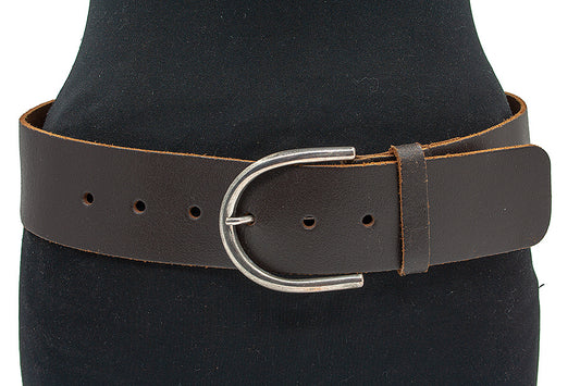 dames brede riem bruin leer 5.5 cm