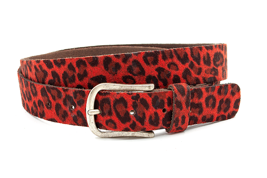 Rode dames riem leopard print