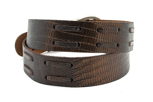 Stoere jeansriem brons