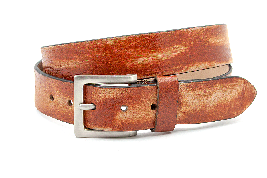 heren jeans riem cognac leer 4 cm