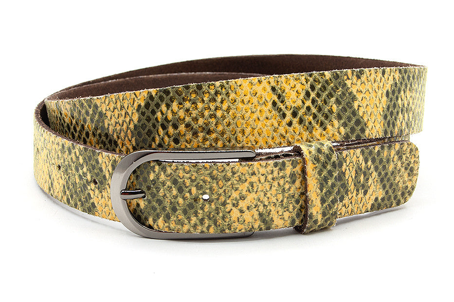Dames riem geel python