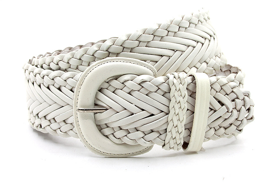 Dames vlecht riem beige