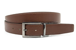 heren draaibare riem zwart / midden bruin leer 3.5 cm