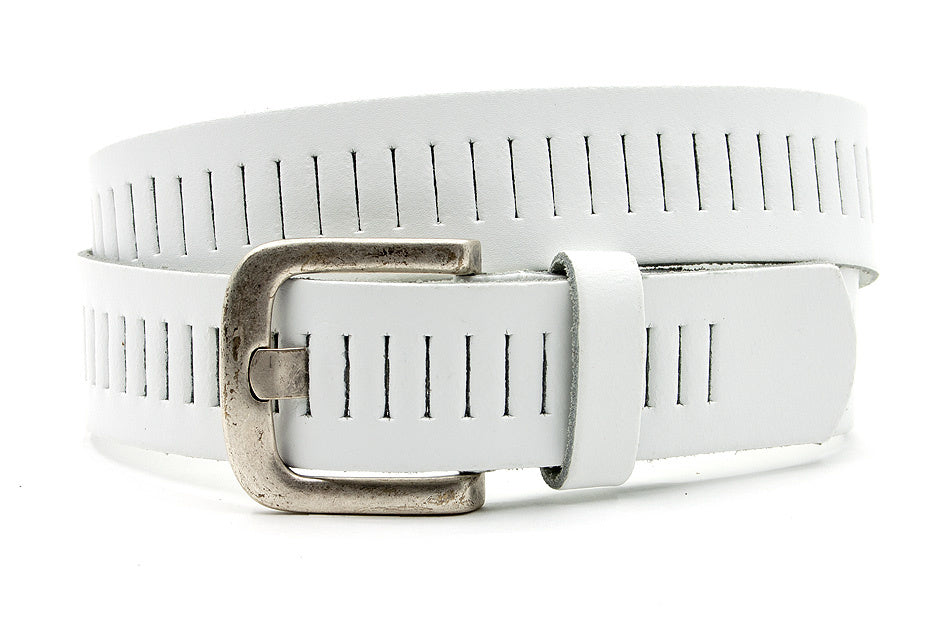 Witte jeans riem met gleufjes