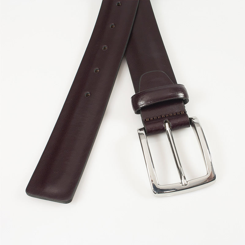Donker bordeaux kleurige heren riem