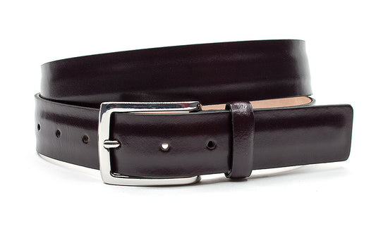 Donker bordeaux kleurige heren riem