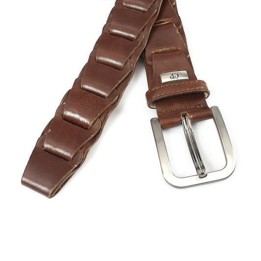 Heren fantasie vlechtriem middenbruin