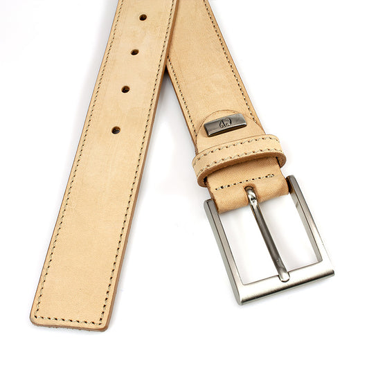 Leuke nubuck riem naturel