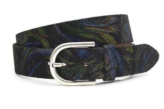 Dames riem zwart met kleurmotieven