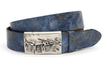 dames jeans riem blauw leer 4 cm