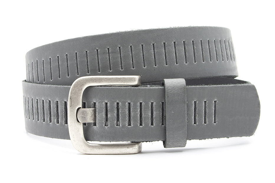 Donker grijze broekriem met gleufjes