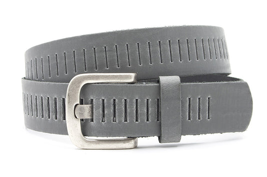 Donker grijze broekriem met gleufjes