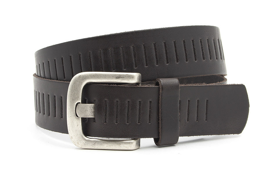 Bruine jeans riem met gleufjes