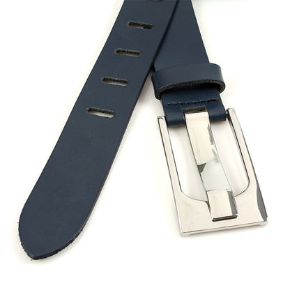 dames jeans riem blauw leer 4 cm