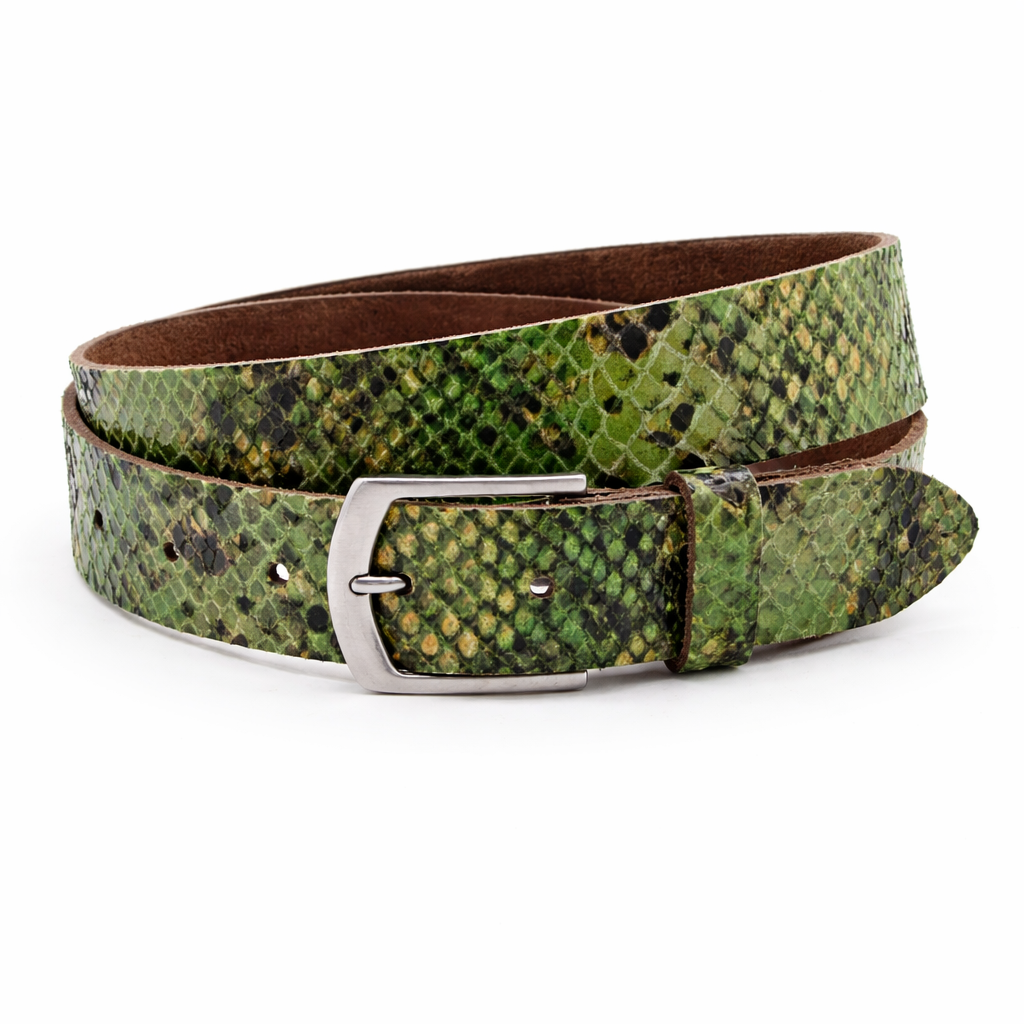 dames jeans riem groen leer 3.5 cm