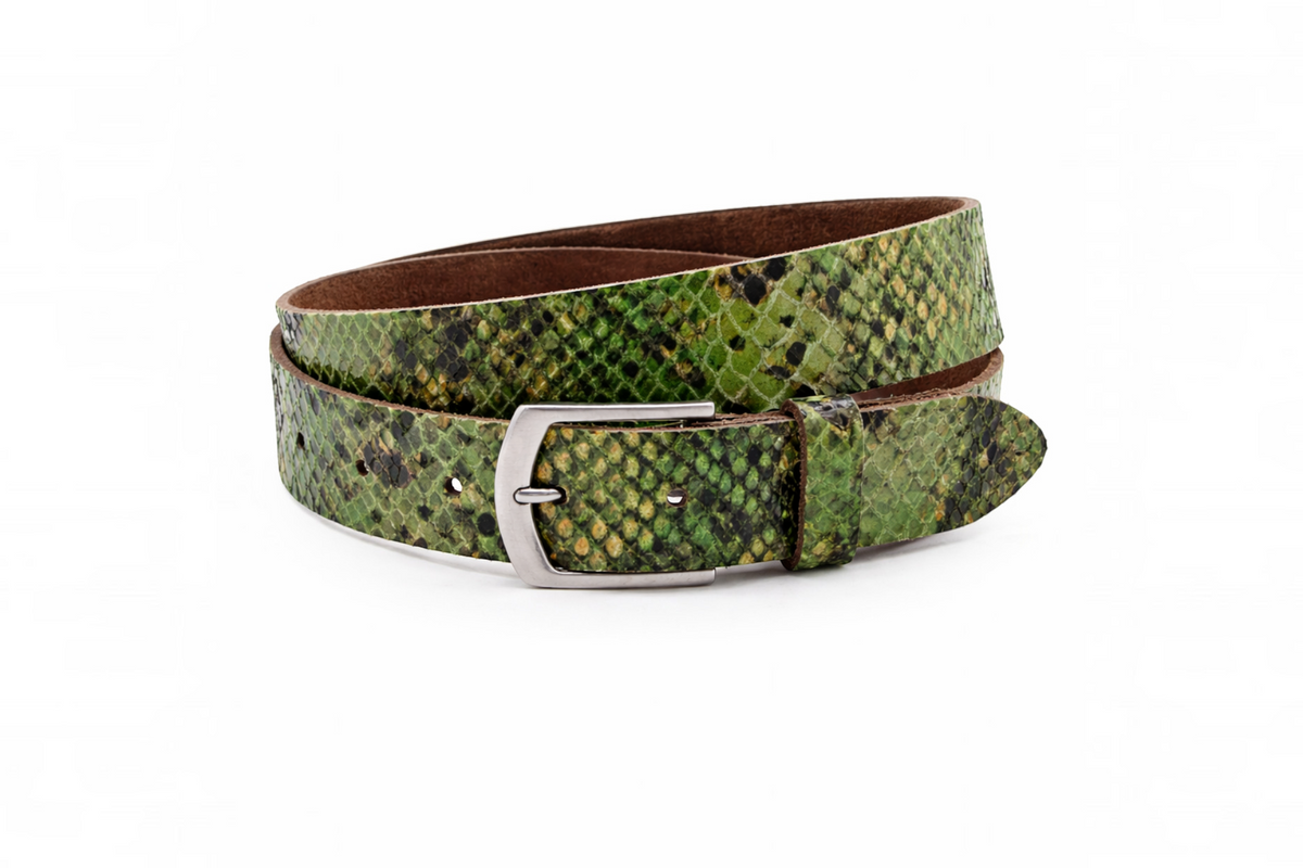 dames jeans riem groen leer 3.5 cm