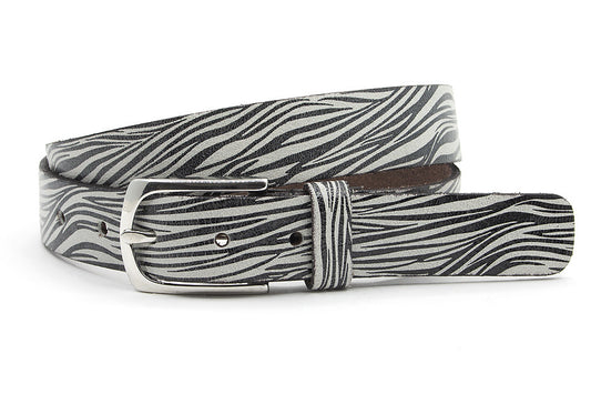 Dames riem zwart/ wit zebra