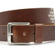 Stoere jeans riem cognac met studs